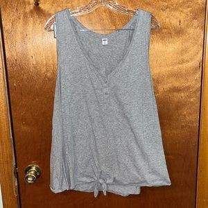Gray Tie Front Tank Top